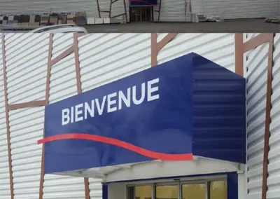 Création d’un caison d’enseigne, signalétique d’entrée pour BigMat Rouffiac