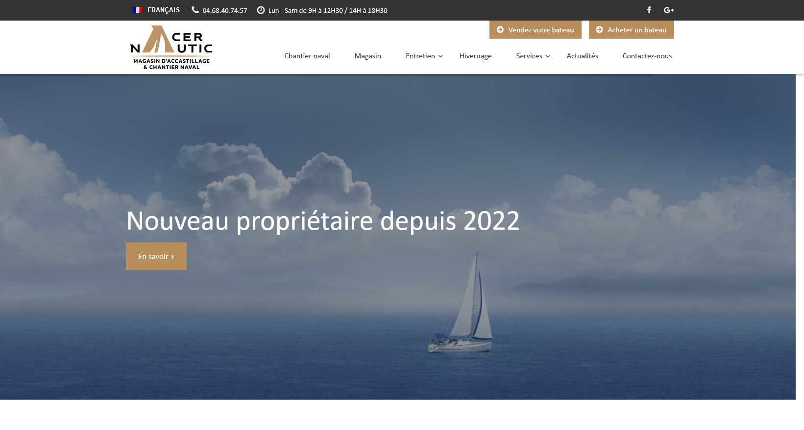 Site internet pour la vente de bateau et l'hivernage