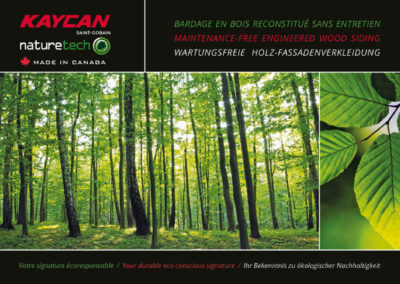 Création graphique d’une plaquette commerciale pour Kaycan Naturetech Saint-Gobain.