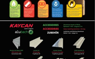 Création graphique d’un classeur qui accueillera le nuancier des bardages Kaycan Naturetech Saint-Gobain