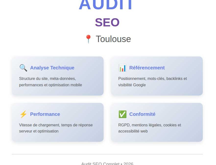 Audit gratuit en référencement naturel SEO – Toulouse 31000